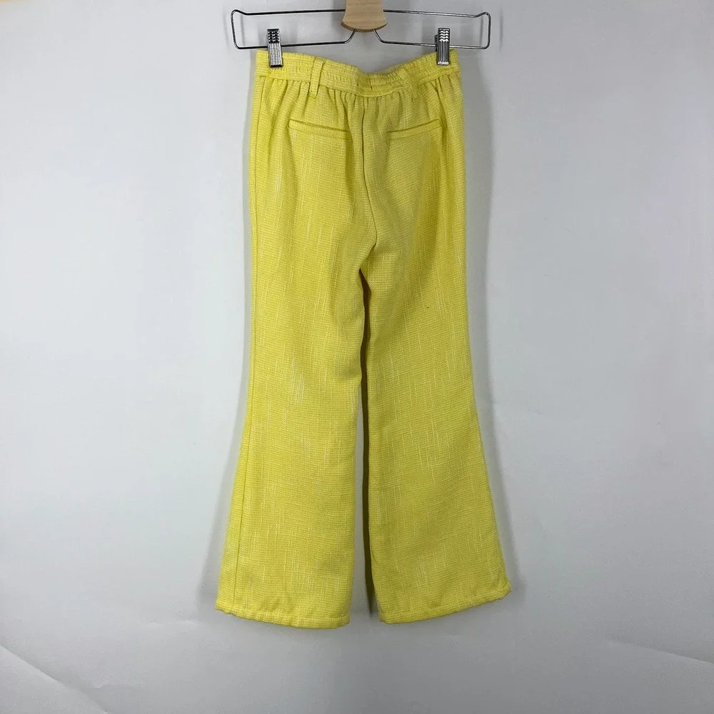 Truce Kids Yellow Textured Tweed 2-Piece Set Cropped Cami and Flare Pants Size S